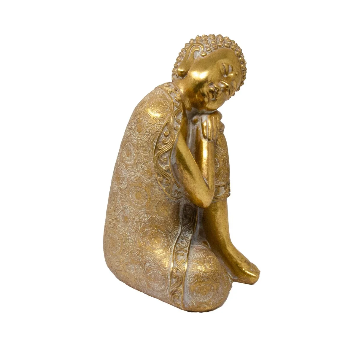 Schlafende Buddha Figur – 23 cm, Gold, Polyresin